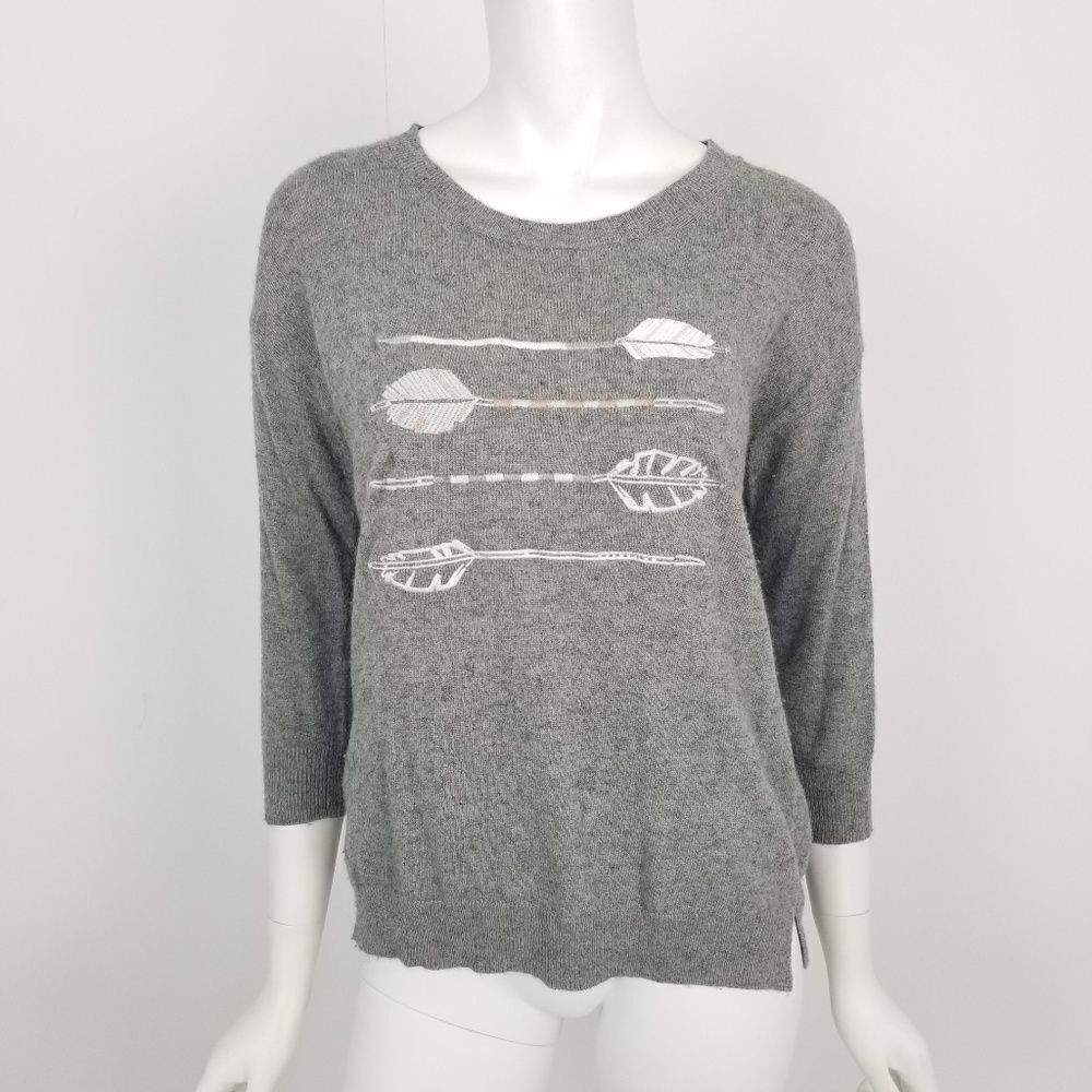 J. Crew Gray Arrow Print Sweater Small - Picture 2 of 7